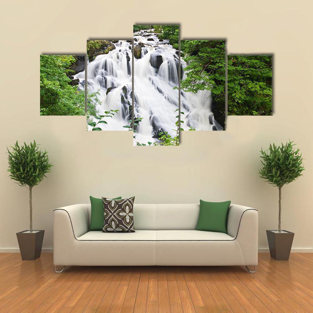 Betws-y-Coed Waterfalls Canvas Wall Art-5 Star-Gallery Wrap-62" x 32"-Tiaracle