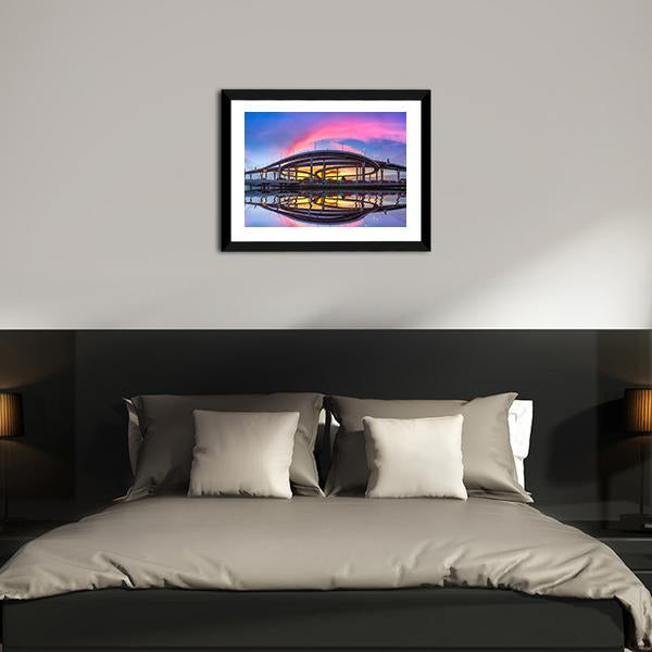 Bhumibol Bridge At Twilight Canvas Wall Art-5 Horizontal-Gallery Wrap-22" x 12"-Tiaracle