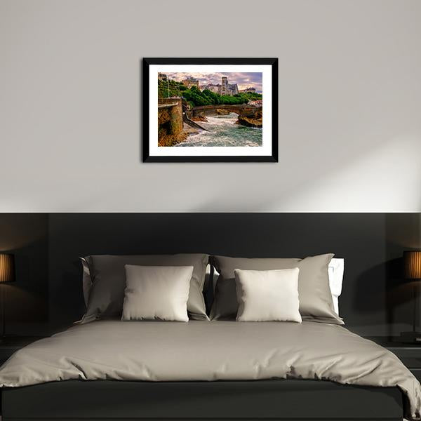 Biarritz City At Sunset Canvas Wall Art-3 Horizontal-Gallery Wrap-25" x 16"-Tiaracle
