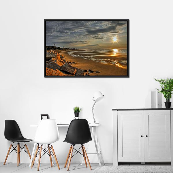 Biddeford Pool At Sunrise Canvas Wall Art-3 Horizontal-Gallery Wrap-25" x 16"-Tiaracle