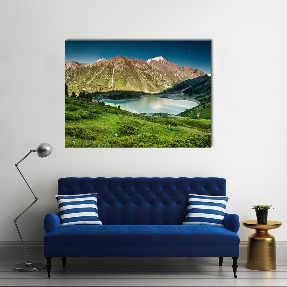 Big Almaty Lake Canvas Wall Art-1 Piece-Gallery Wrap-36" x 24"-Tiaracle