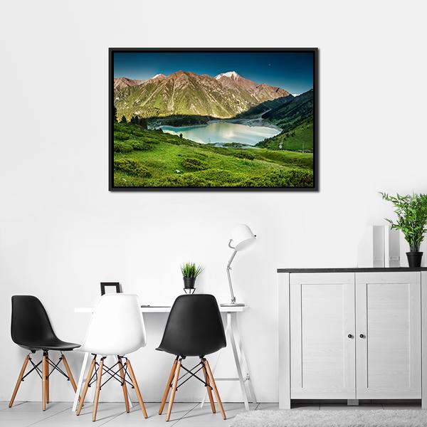 Big Almaty Lake Panoramic Canvas Wall Art-1 Piece-36" x 12"-Tiaracle