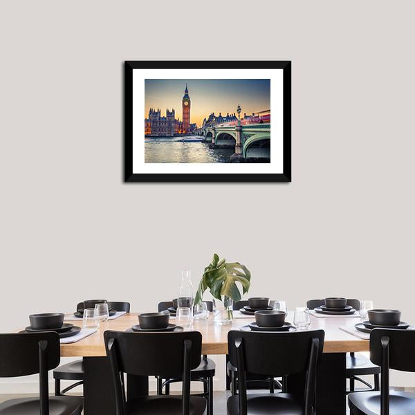 Big Ben & Houses Of Parliament Canvas Wall Art-3 Horizontal-Gallery Wrap-25" x 16"-Tiaracle