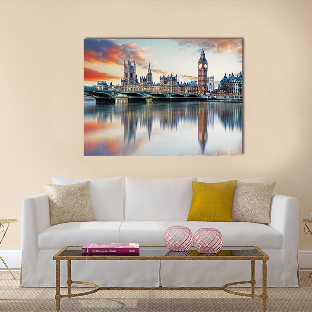 Big Ben And Parliament Houses Canvas Wall Art-1 Piece-Gallery Wrap-48" x 32"-Tiaracle