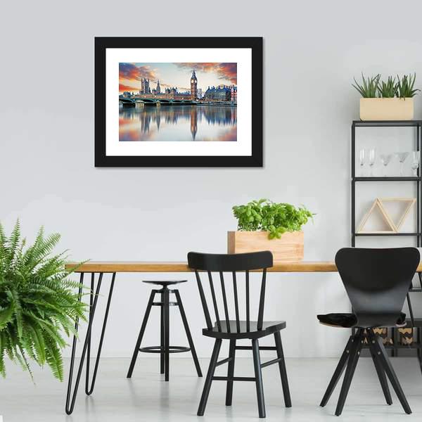 Big Ben And Parliament Houses Canvas Wall Art-3 Horizontal-Gallery Wrap-25" x 16"-Tiaracle