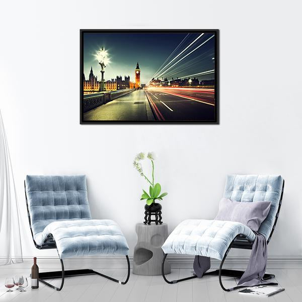 Big Ben From Westminster Bridge Canvas Wall Art-3 Horizontal-Gallery Wrap-25" x 16"-Tiaracle