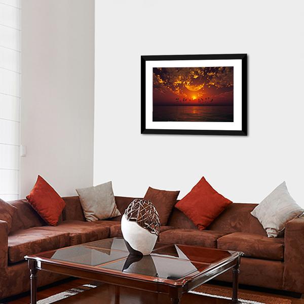 Big Moon In Clouds Canvas Wall Art-3 Horizontal-Gallery Wrap-25" x 16"-Tiaracle