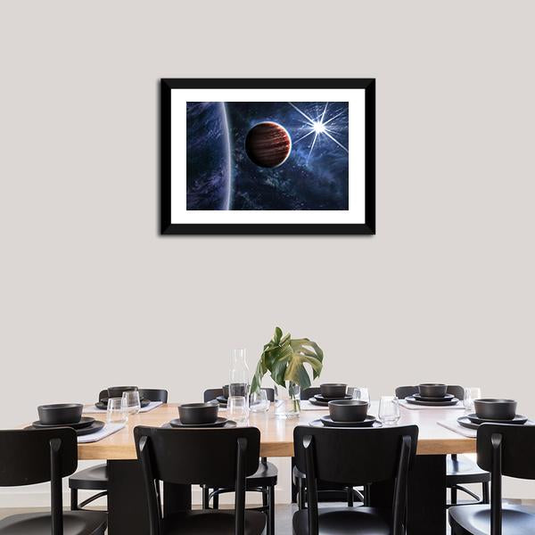 Big Planet Moon & Star Canvas Wall Art-3 Horizontal-Gallery Wrap-25" x 16"-Tiaracle