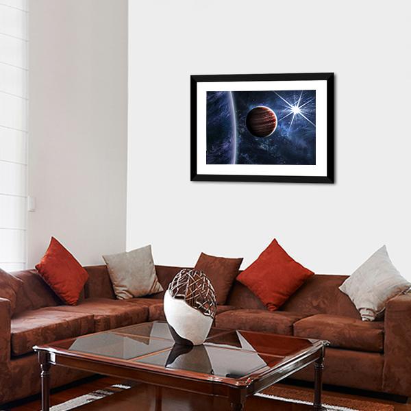 Big Planet Moon & Star Canvas Wall Art-3 Horizontal-Gallery Wrap-25" x 16"-Tiaracle