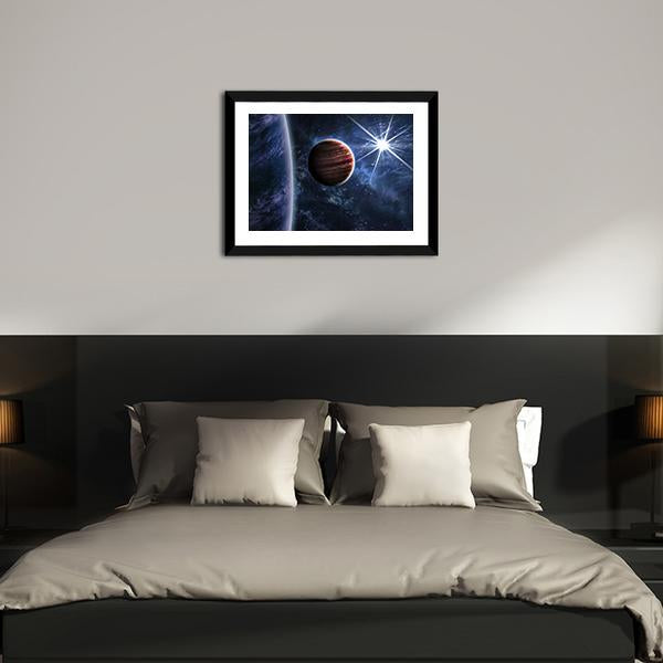 Big Planet Moon & Star Canvas Wall Art-3 Horizontal-Gallery Wrap-25" x 16"-Tiaracle