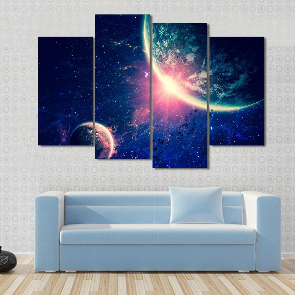 Beautiful Space Background Canvas Wall Art-4 Pop-Gallery Wrap-50" x 32"-Tiaracle