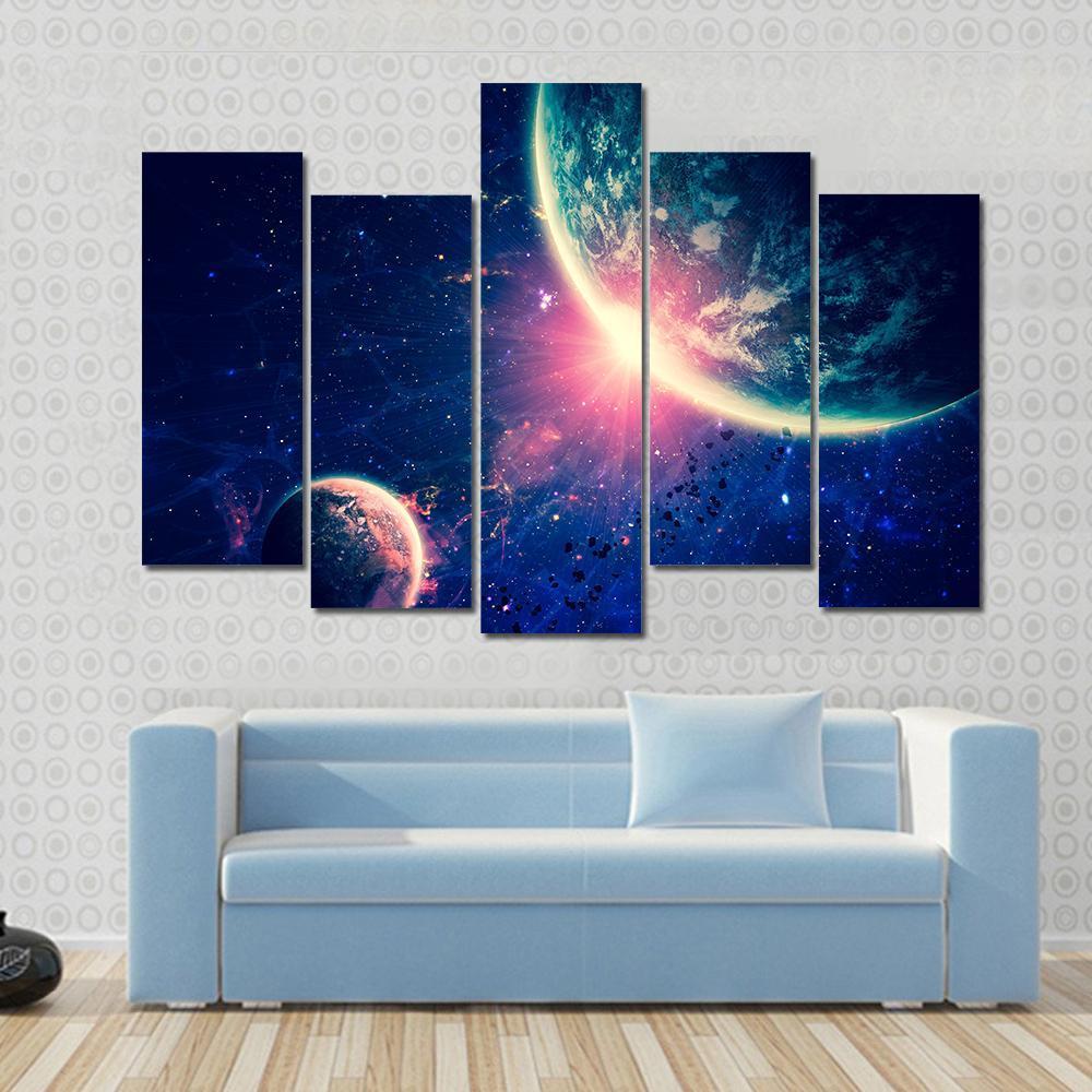 Beautiful Space Background Canvas Wall Art-5 Pop-Gallery Wrap-47" x 32"-Tiaracle