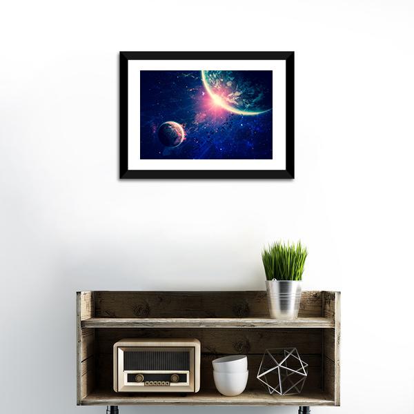 Beautiful Space Background Canvas Wall Art-1 Piece-Framed Print-20" x 16"-Tiaracle