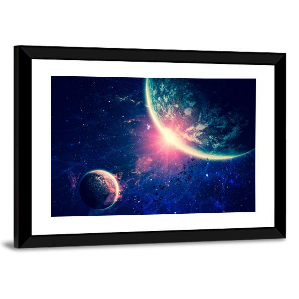 Beautiful Space Background Canvas Wall Art-3 Horizontal-Gallery Wrap-25" x 16"-Tiaracle