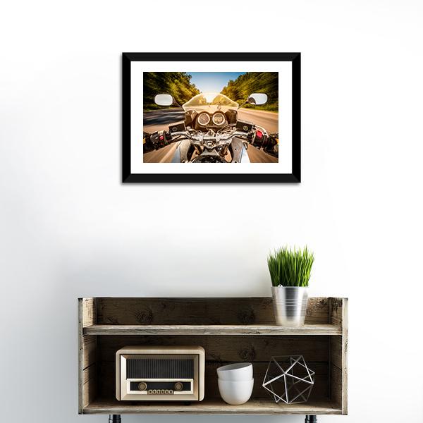 Biker Driving A Motorcycle Canvas Wall Art-1 Piece-Framed Print-20" x 16"-Tiaracle