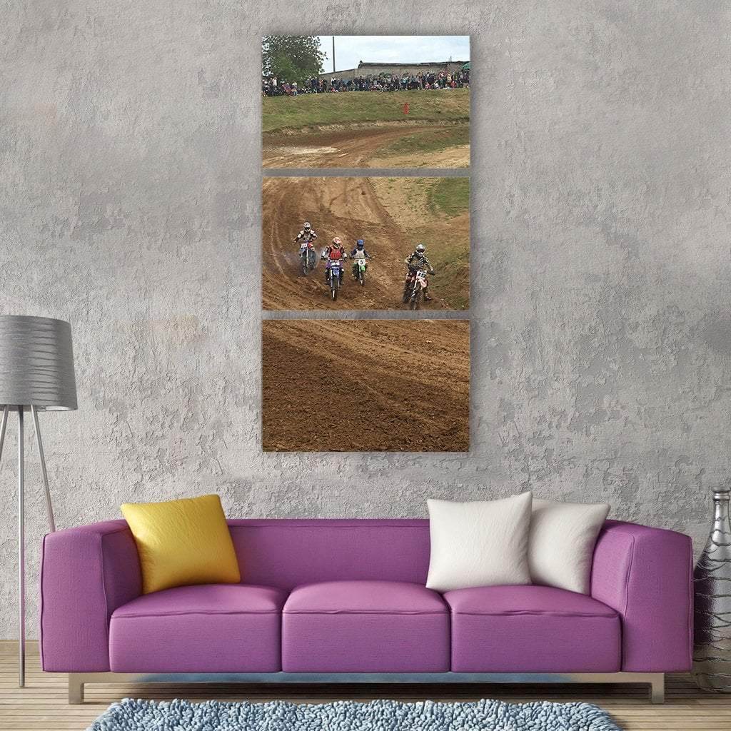 Bikers In Action Vertical Canvas Wall Art-3 Vertical-Gallery Wrap-12" x 25"-Tiaracle