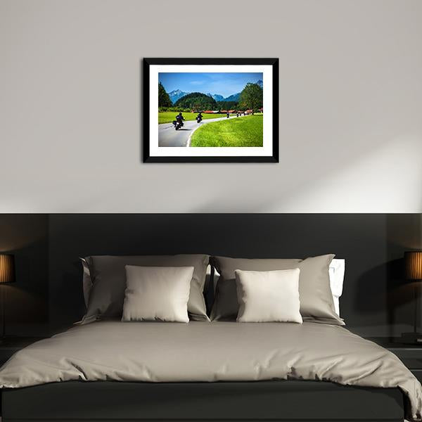 Bikers On Mountainous Road Panoramic Canvas Wall Art-1 Piece-36" x 12"-Tiaracle