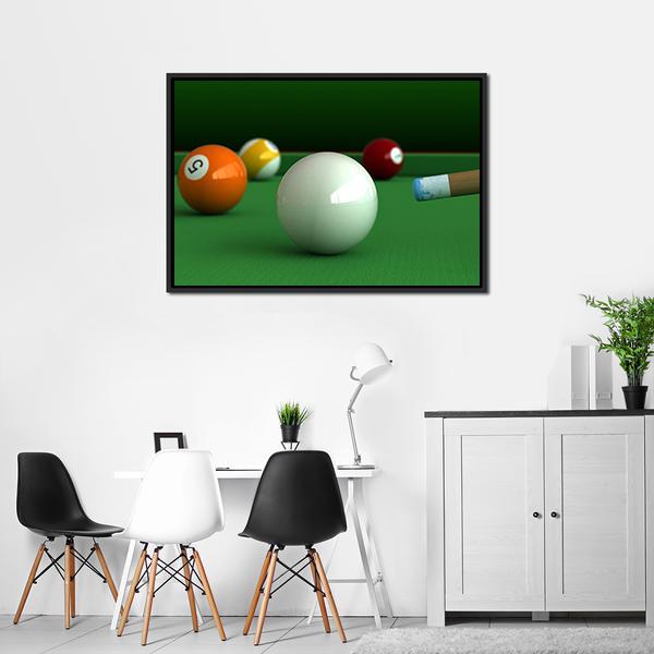 Billiard Balls And Table Panoramic Canvas Wall Art-1 Piece-36" x 12"-Tiaracle