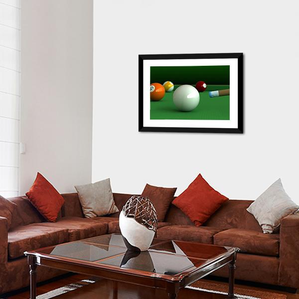 Billiard Balls And Table Panoramic Canvas Wall Art-1 Piece-36" x 12"-Tiaracle