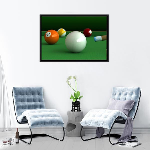 Billiard Balls And Table Panoramic Canvas Wall Art-1 Piece-36" x 12"-Tiaracle