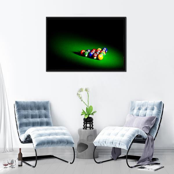 Billiard Balls Under Light Panoramic Canvas Wall Art-1 Piece-36" x 12"-Tiaracle
