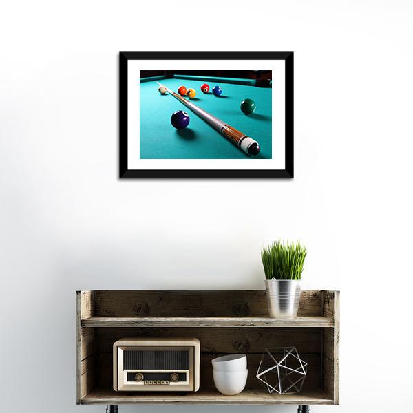 Billiard Table With Equipment Panoramic Canvas Wall Art-1 Piece-36" x 12"-Tiaracle