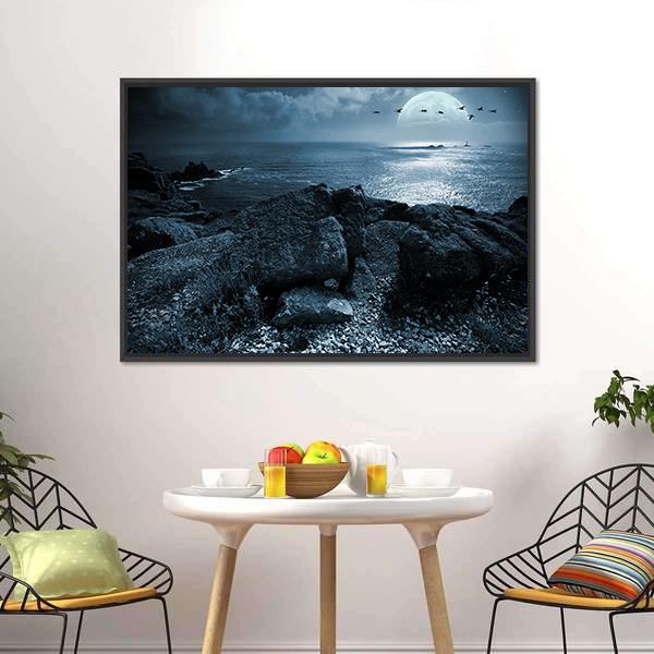 Birds Flying Over Ocean Canvas Wall Art-5 Horizontal-Gallery Wrap-22" x 12"-Tiaracle