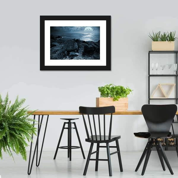 Birds Flying Over Ocean Canvas Wall Art-5 Horizontal-Gallery Wrap-22" x 12"-Tiaracle