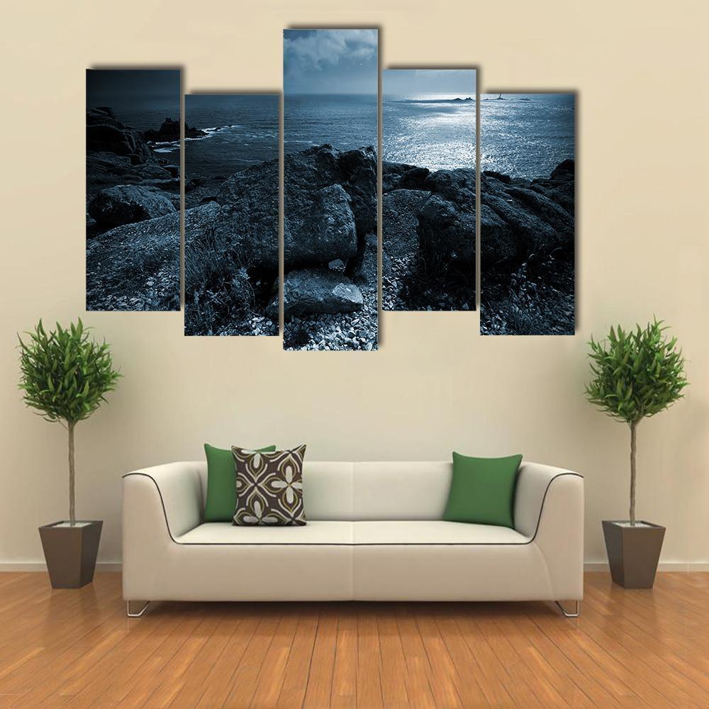 Birds Flying Over Ocean Canvas Wall Art-5 Pop-Gallery Wrap-47" x 32"-Tiaracle