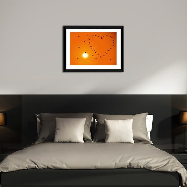 Birds In Heart Shape Canvas Wall Art-5 Horizontal-Gallery Wrap-22" x 12"-Tiaracle