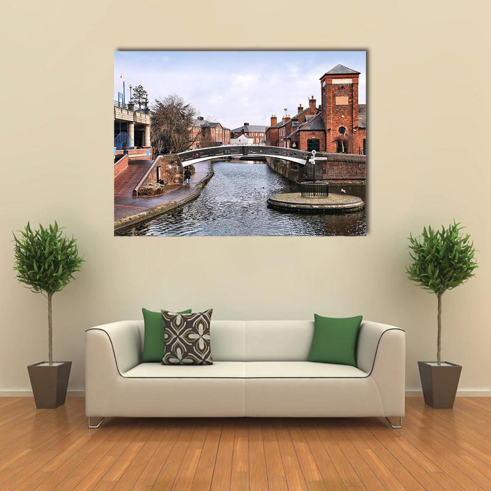 Birmingham Water Canal Canvas Wall Art-1 Piece-Gallery Wrap-36" x 24"-Tiaracle