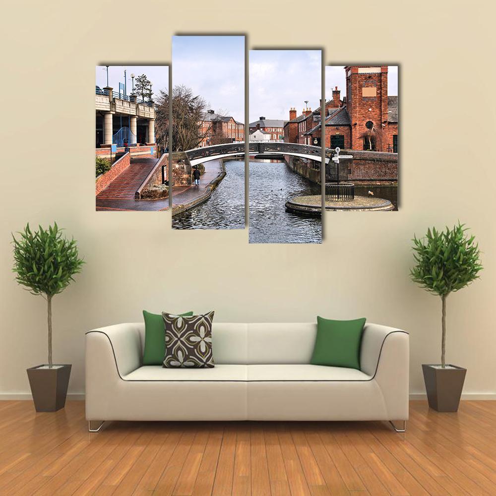 Birmingham Water Canal Canvas Wall Art-4 Pop-Gallery Wrap-50" x 32"-Tiaracle