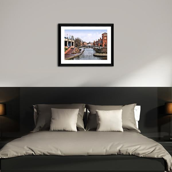 Birmingham Water Canal Canvas Wall Art-3 Horizontal-Gallery Wrap-25" x 16"-Tiaracle