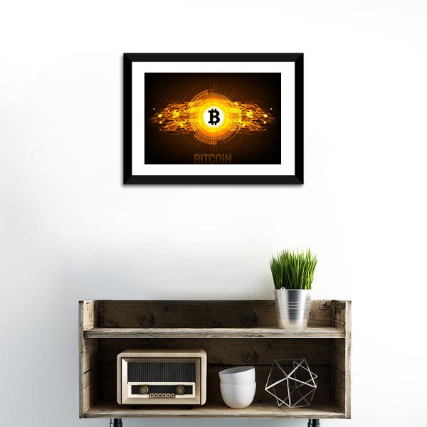 Bitcoin Digital Currency Canvas Wall Art-1 Piece-Framed Print-20" x 16"-Tiaracle
