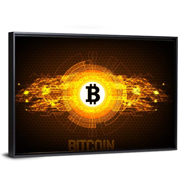 Bitcoin Digital Currency Canvas Wall Art-3 Horizontal-Gallery Wrap-25" x 16"-Tiaracle