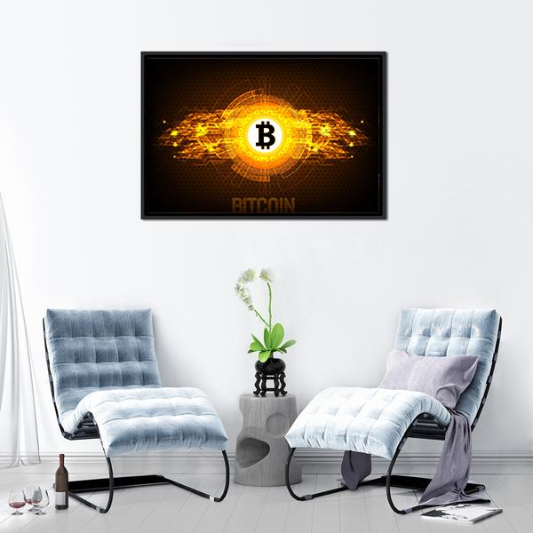 Bitcoin Digital Currency Panoramic Canvas Wall Art-1 Piece-36" x 12"-Tiaracle