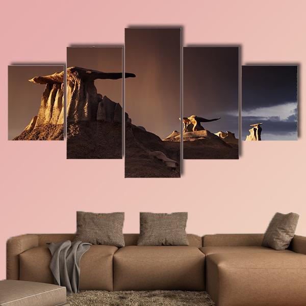 Bizarre Rock In Bisti Badlands Canvas Wall Art-5 Star-Gallery Wrap-62" x 32"-Tiaracle