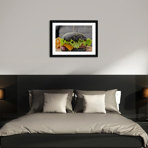 Black Burger Canvas Wall Art-3 Horizontal-Gallery Wrap-25" x 16"-Tiaracle