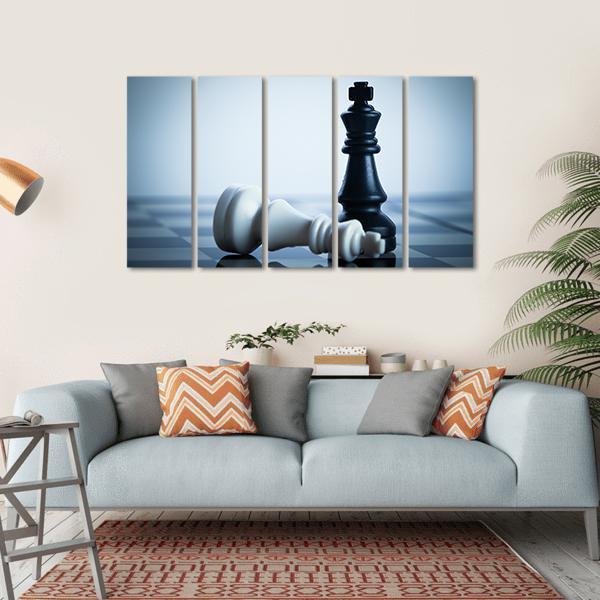 Black & White Chess Canvas Wall Art-5 Horizontal-Gallery Wrap-22" x 12"-Tiaracle