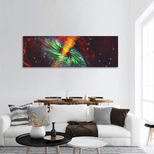Black Hole In Cosmos Panoramic Canvas Wall Art-1 Piece-36" x 12"-Tiaracle