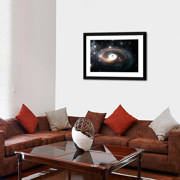 Black Hole In Deep Space Panoramic Canvas Wall Art-1 Piece-36" x 12"-Tiaracle