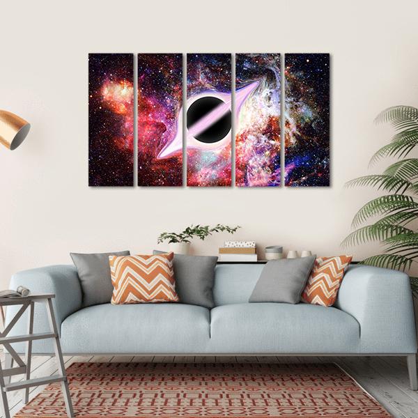 Black Hole In Outer Space Canvas Wall Art-5 Horizontal-Gallery Wrap-22" x 12"-Tiaracle