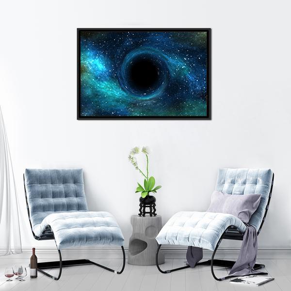 Black Hole Over Star Field Canvas Wall Art-3 Horizontal-Gallery Wrap-25" x 16"-Tiaracle