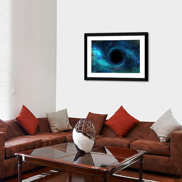 Black Hole Over Star Field Canvas Wall Art-3 Horizontal-Gallery Wrap-25" x 16"-Tiaracle
