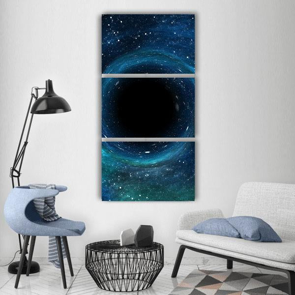 Black Hole Over Star Field Vertical Canvas Wall Art-3 Vertical-Gallery Wrap-12" x 25"-Tiaracle