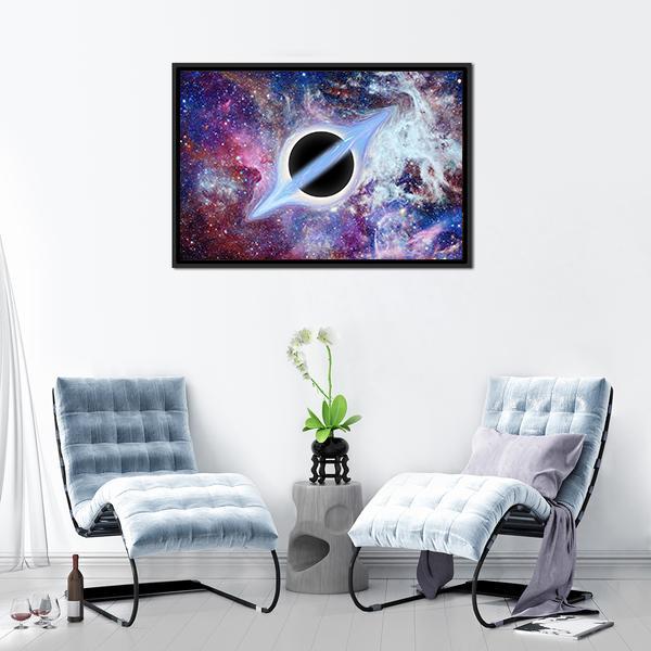 Black Hole Science Fiction Panoramic Canvas Wall Art-1 Piece-36" x 12"-Tiaracle