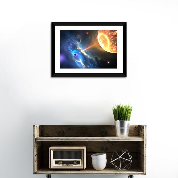 Black Hole Sucking Nearest Star Canvas Wall Art-1 Piece-Framed Print-20" x 16"-Tiaracle