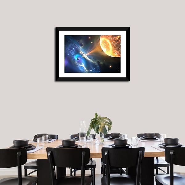 Black Hole Sucking Nearest Star Canvas Wall Art-5 Horizontal-Gallery Wrap-22" x 12"-Tiaracle
