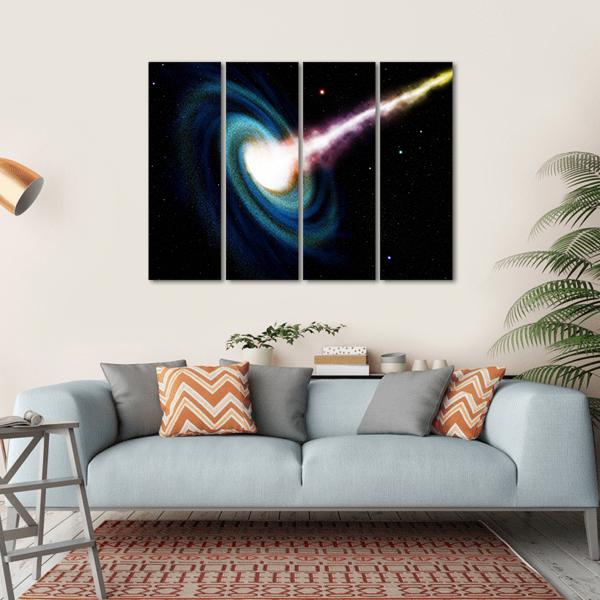 Black Hole Swallowing Galaxy Canvas Wall Art-4 Horizontal-Gallery Wrap-34" x 24"-Tiaracle