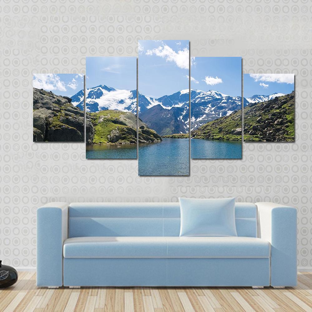 Black Lake Italy Canvas Wall Art-5 Star-Gallery Wrap-62" x 32"-Tiaracle